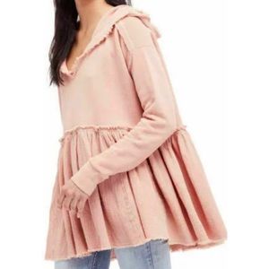 Free People Summer Dreams Peach Tunic Hoodie Sz S